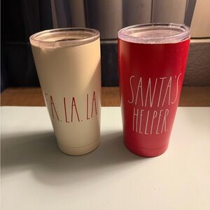 Rae Dunn Red and Cream Tumblers